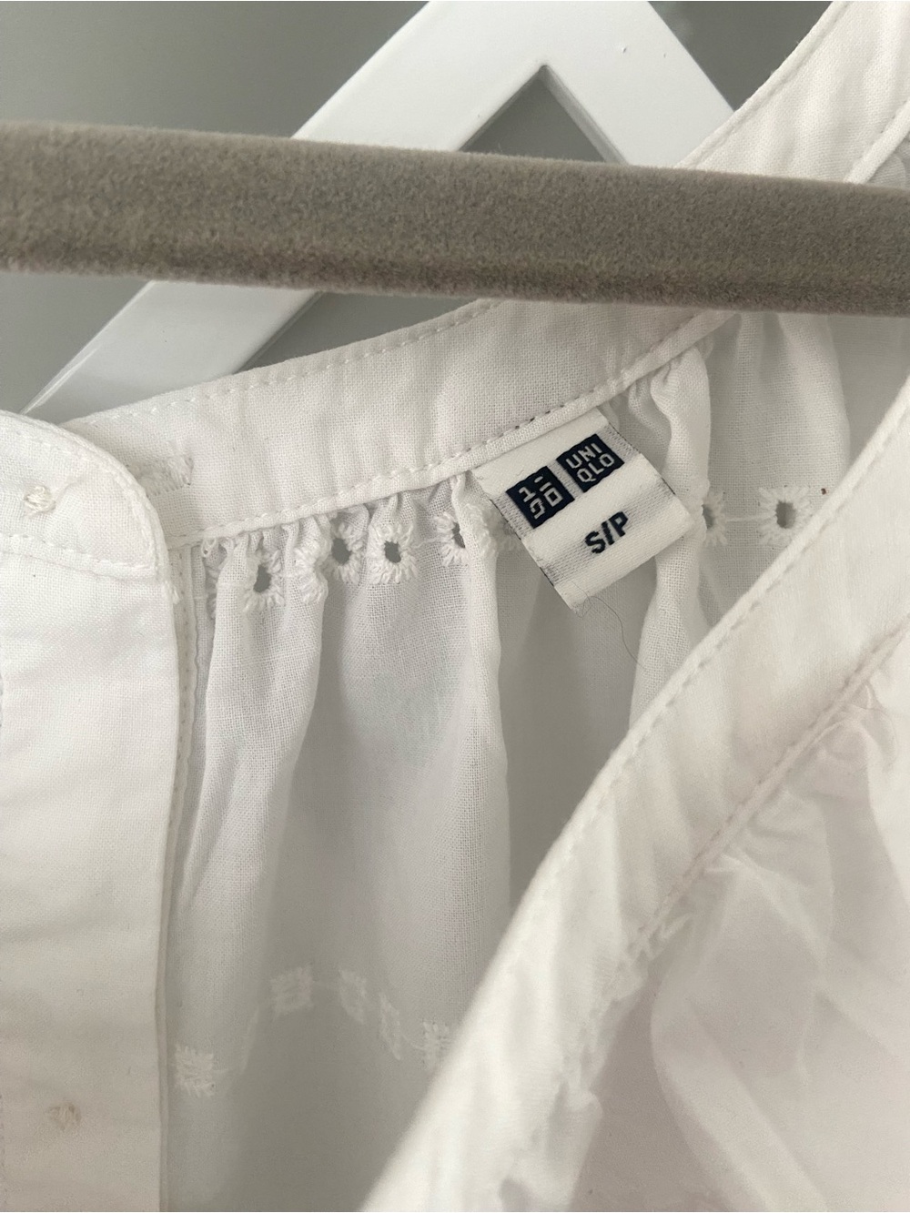 UNIQLO Embroidery Midi Dress Short Sleeve White Size Small Summer Beach - Picture 4 of 11